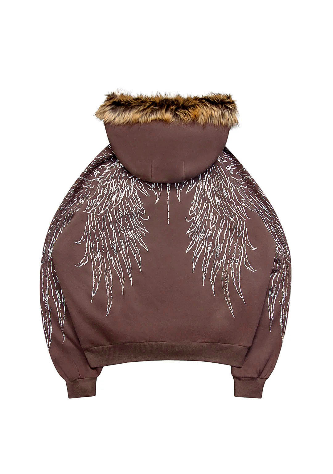 FALLEN FAUX FUR STUDDED CROP ZIP HOODIE (DETACHABLE FUR)