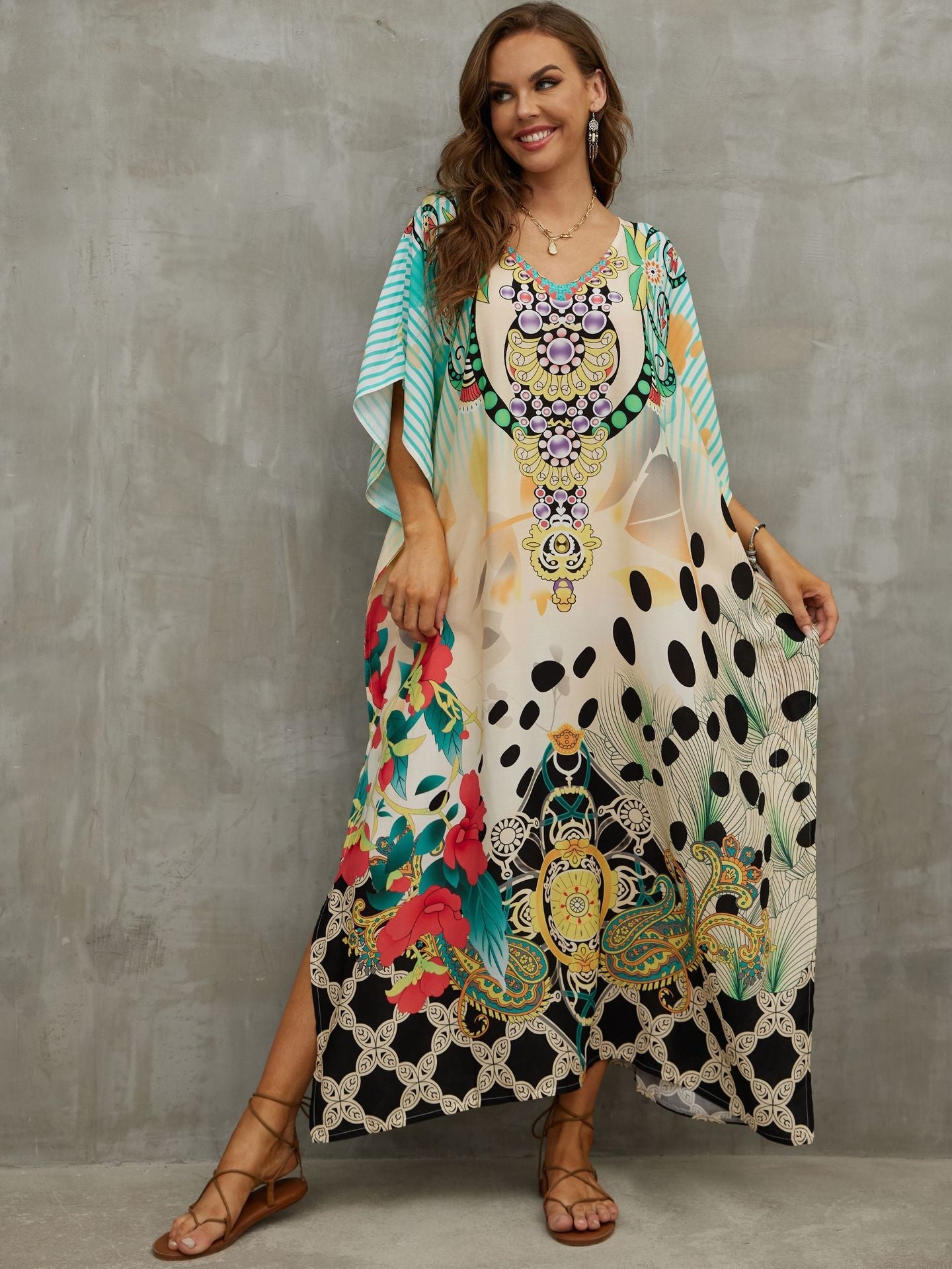 Rayon Engineered-Print Beach Robe ¨C Vacation Bikini Cover-Up, Women¡¯s Swimsuit Outerwear