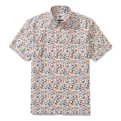 Men's Hawaiian Shirt Field of Dreams Print Cotton Button-down Short Sleeve Aloha Shirt