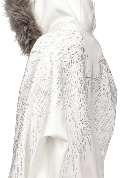 FALLEN FAUX FUR STUDDED CROP ZIP HOODIE (DETACHABLE FUR)