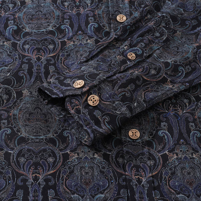 Men's Hawaiian Shirt Symmetrical Aesthetics Cotton Button-down Long Sleeve Aloha Shirt