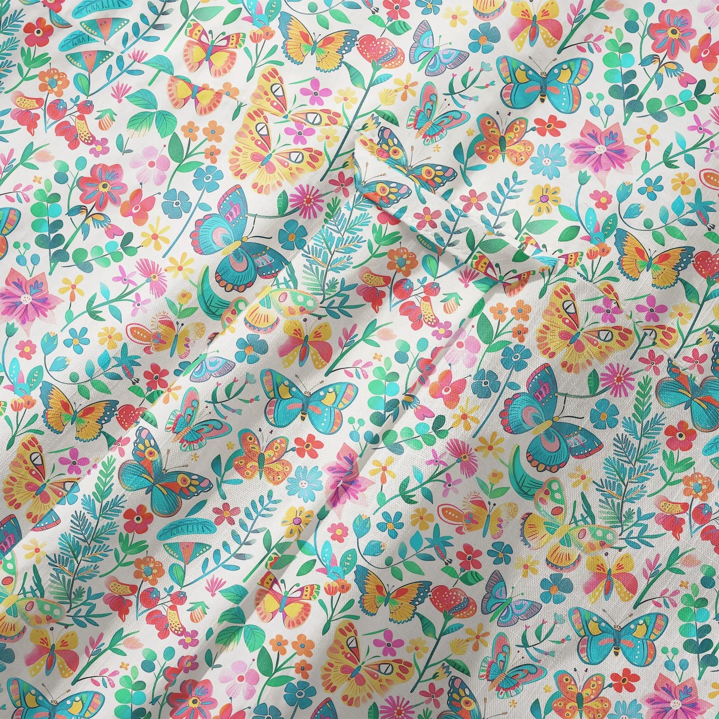 LeosWare® Men's Hawaiian Shirt Short Sleeve Button-up 100% Cotton Blue Aloha Dance Of The Butterfly Blossom Collection