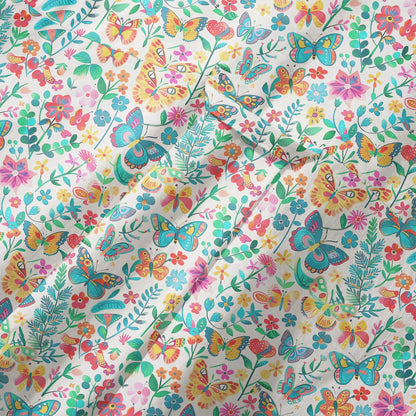 LeosWare® Men's Hawaiian Shirt Short Sleeve Button-up 100% Cotton Blue Aloha Dance Of The Butterfly Blossom Collection