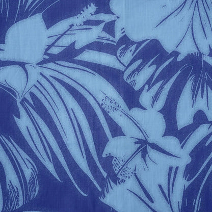 LeosWare® Hibiscus Flower Men's Hawaiian Shirt Short Sleeve Button-up 100% Cotton Blue Aloha Blue Serenity