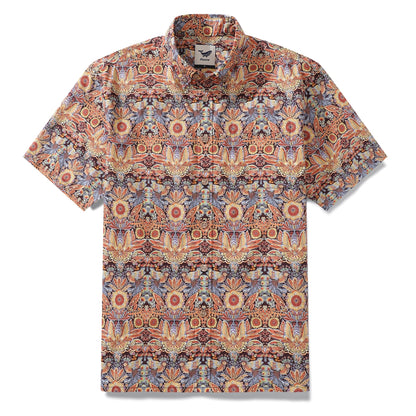 Men's Hawaiian Shirt Mystical Garden Print Cotton 1940s Vintage Short Sleeve Aloha Shirt
