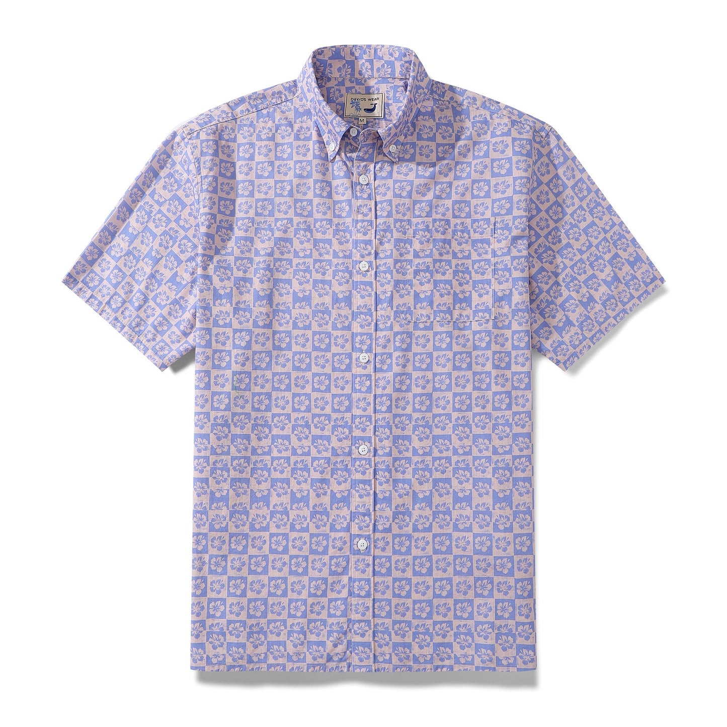 Hawaiian Shirts For Men Retro Hibiscus Print 100% Cotton Short Sleeve