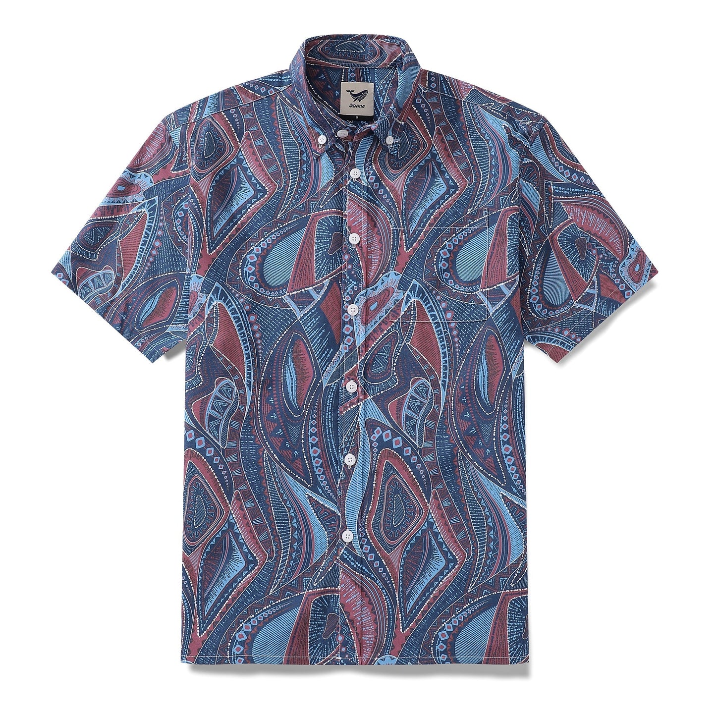 1970s Vintage Men's Hawaiian Shirt Abstract City Print Button-down Short Sleeve Aloha Shirt