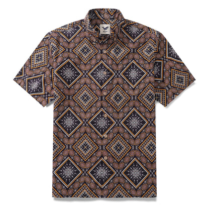 Men's Hawaiian Shirt Sharp Geometry Cotton Button-down Short Sleeve Aloha Shirt