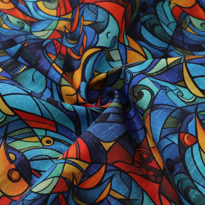 1960s Vintage Men's Hawaiian Shirt Cubism Print Cotton Button-down Short Sleeve Aloha Shirt