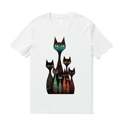 Hawaiian Tee For Men Happy Cats Tee Crew Neck 100% Cotton - WHITE