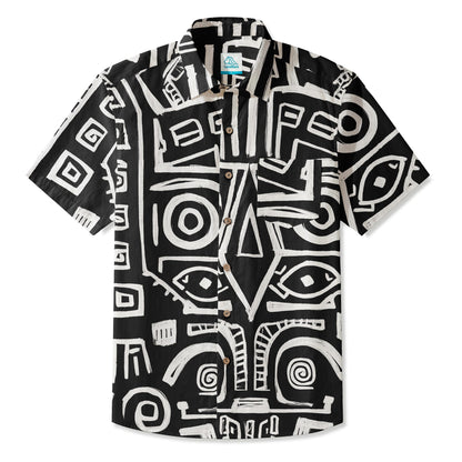 LeosWare® Men's Hawaiian Shirt Short Sleeve Button-up 95% Polyester, 5% Spandex Aloha Night Idol