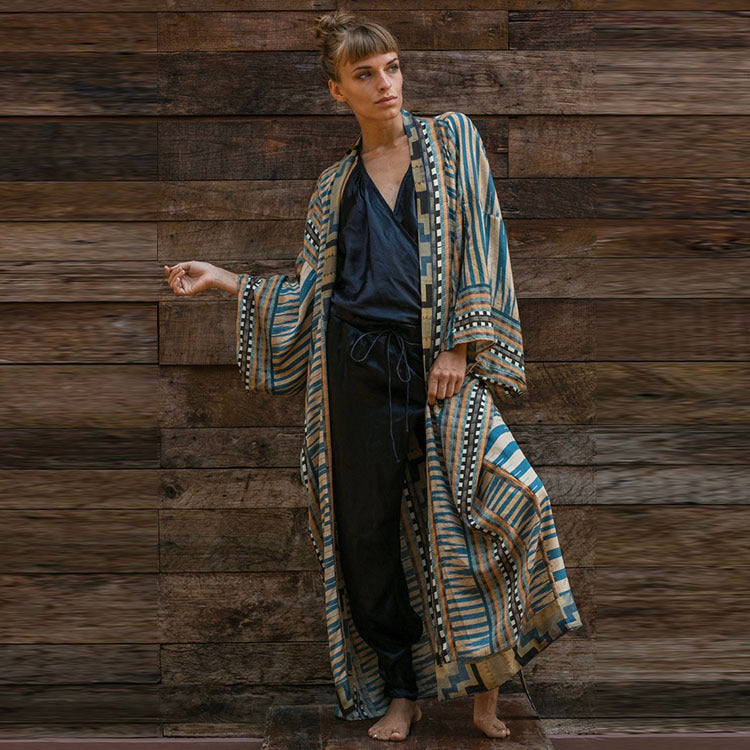 Printed Sexy Cardigan with Belt ¨C Beach Cover-Up, Vacation Bikini Kimono with Tie Waist