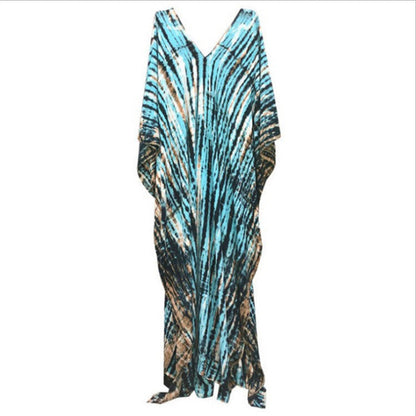 Cotton Ombre Beach Robe ¨C Loose Striped Bikini Cover-Up Dress, Vacation Maxi Kimono