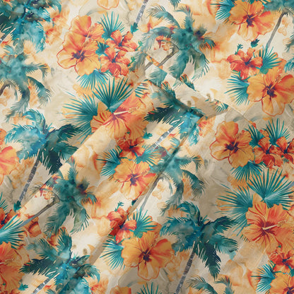 LeosWare® Men's Hawaiian Shirt Short Sleeve Button-up 100% Cotton Orange Aloha Sunset Orange Coconut Breeze