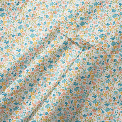 LeosWare® Flower Men's Hawaiian Shirt Short Sleeve Button-up 100% Cotton Beige Aloha Sunny Day Wildflowers