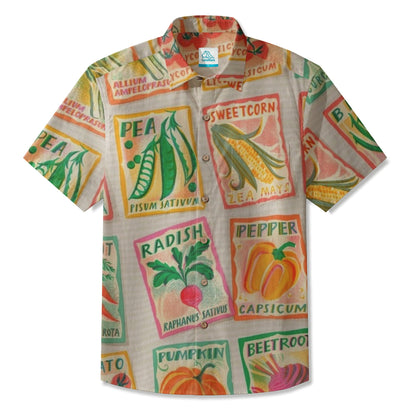 LeosWare® Men's Hawaiian Shirt Short Sleeve Button-up Breathable & Quick-Dry Aloha Fresh From The Farm