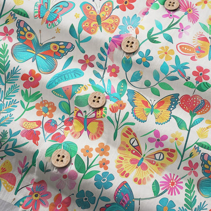 LeosWare® Men's Hawaiian Shirt Short Sleeve Button-up 100% Cotton Blue Aloha Dance Of The Butterfly Blossom Collection