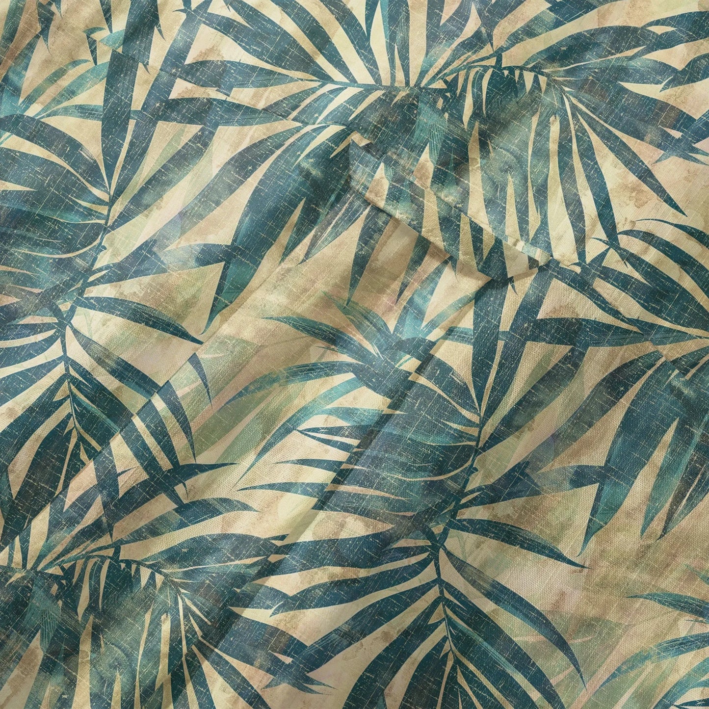 LeosWare® Men's Hawaiian Shirt Short Sleeve Button-up 100% Cotton Green Aloha Vintage Palm