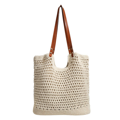 Hobo bag hand-woven, bag casual versatile slouchy bag, seaside vacation beach bag, large capacity shoulder bag