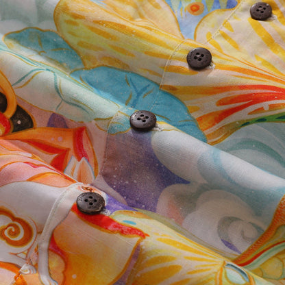 Hawaiian Shirt For Men Cloud-wandering Koi Print Shirt Camp Collar 100% Cotton