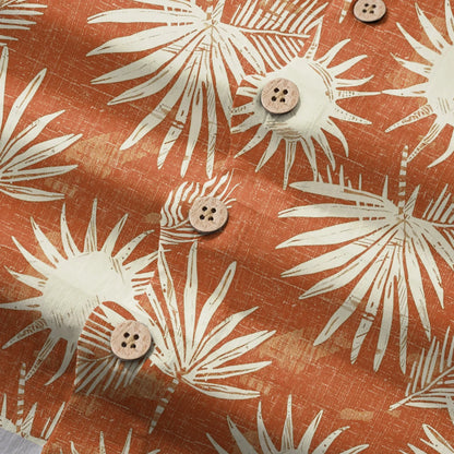 LeosWare® Men's Hawaiian Shirt Short Sleeve Button-up 100% Cotton Orange Aloha Orange Brown Coconut Shadow
