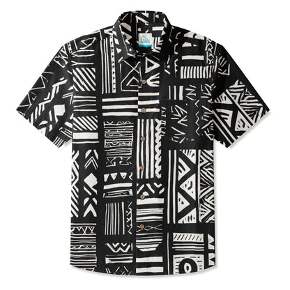 LeosWare® Men's Hawaiian Shirt Short Sleeve Button-up 95% Polyester, 5% Spandex Aloha Mono Tribe