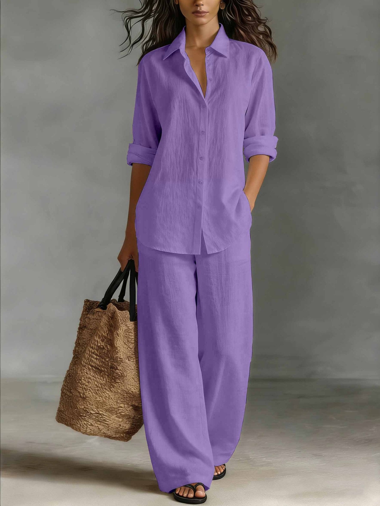 Women's Bohemian Cotton-Linen Top & Pants Set – Resort Lounge Co-ord