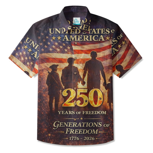 LeosWare® Men's Hawaiian Shirt Short Sleeve Button-up Breathable & Quick-Dry Aloha American Flag For Independence Day