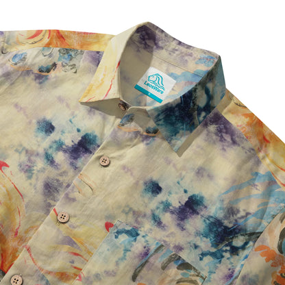 LeosWare® Men's Hawaiian Shirt Short Sleeve Button-up 100% Cotton Orange Aloha Enchanting Rooster
