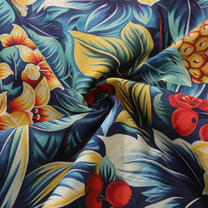 Tropical Hawaiian Shirt For Men Pineapples in the Jungle Shirt Camp Collar 100% Cotton
