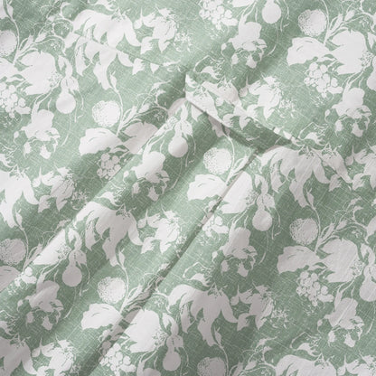 LeosWare® Flower Men's Hawaiian Shirt Short Sleeve Button-up 100% Cotton Green Aloha Verdant Memoirs