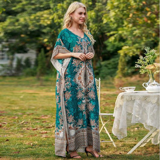 Women's Middle East Plus Size Loose Robe Seaside Resort Dress