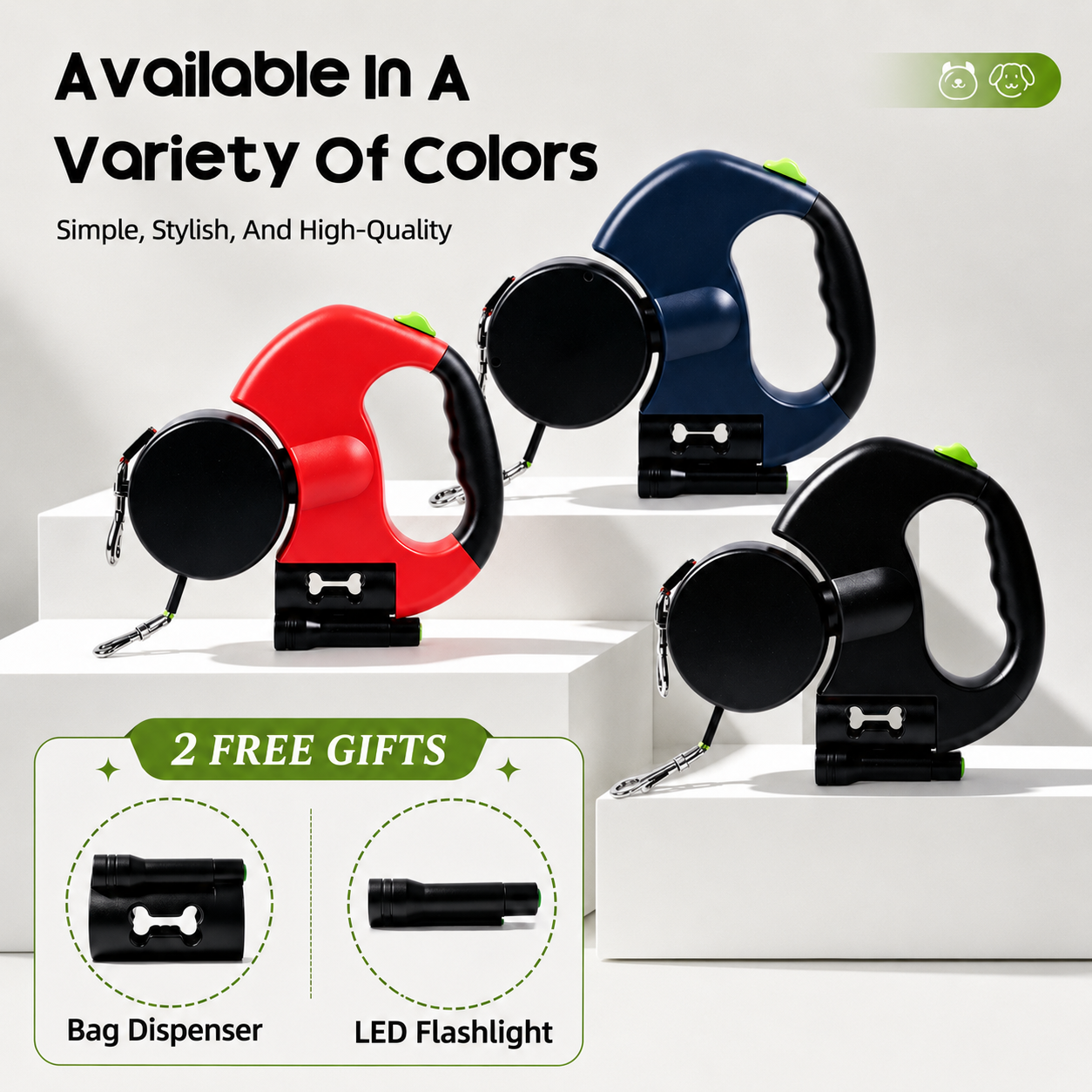 DuoLeash™ — Dual Retractable Dog Leash for 2 Dogs