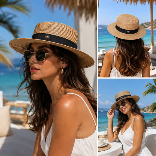 New Fashion Straw Hat Outdoor Leisure Sun Hat Women's Sun Hats UV Protection Large Wide Brim Hat Women Packable Sun Hat for Women Straw Hats Summer Beach Hat Ladies Wild Hats Straw Hat For Women