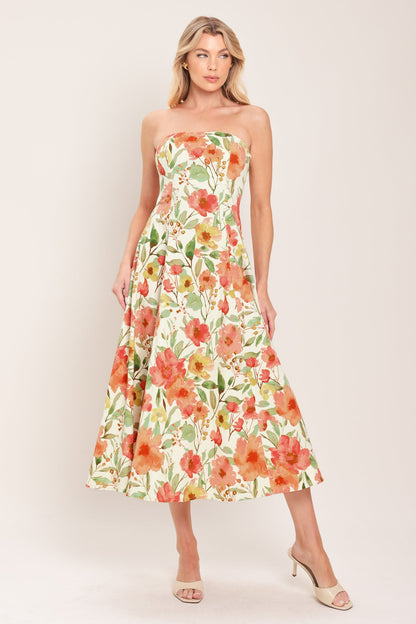 FLORAL DAYDREAM WOVEN MIDI DRESS