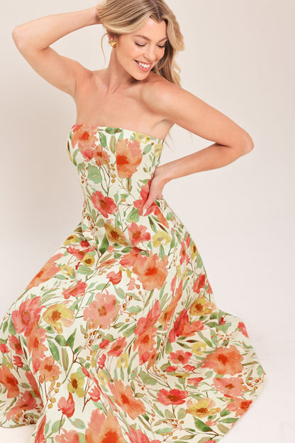 FLORAL DAYDREAM WOVEN MIDI DRESS