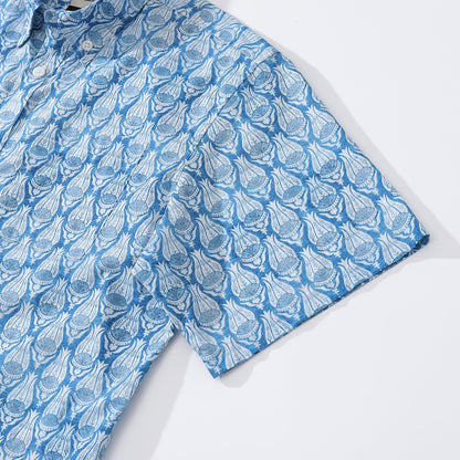 Men's Hawaiian Shirt Vintage Flowers Print Cotton Button-down