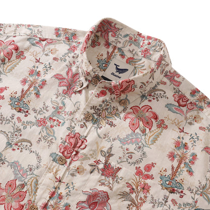 Valentine's Day Men's Hawaiian Shirt Paradise Found Print Cotton Button-down Short Sleeve Aloha Shirt