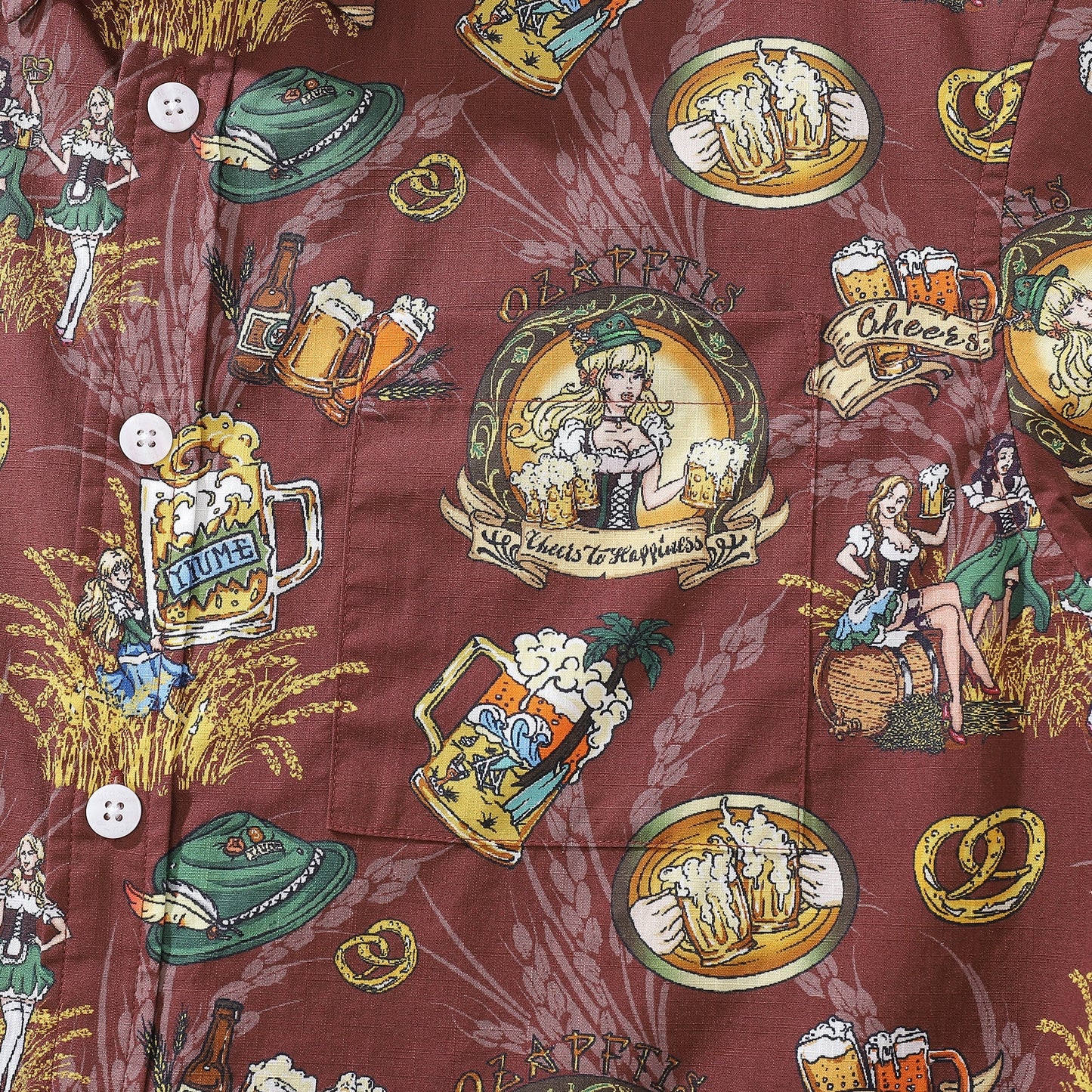 Men's Hawaiian Shirt “O'zapft is” Print Cotton Button-down Short Sleeve Aloha Shirt