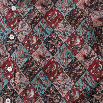 Men's Hawaiian Shirt Symphony of Birds Print Cotton Button-down Short Sleeve Aloha Shirt