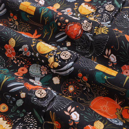 Men's Hawaiian Shirt The Secret Garden Print By Lucille Pattern Cotton Button-down Short Sleeve Aloha Shirt