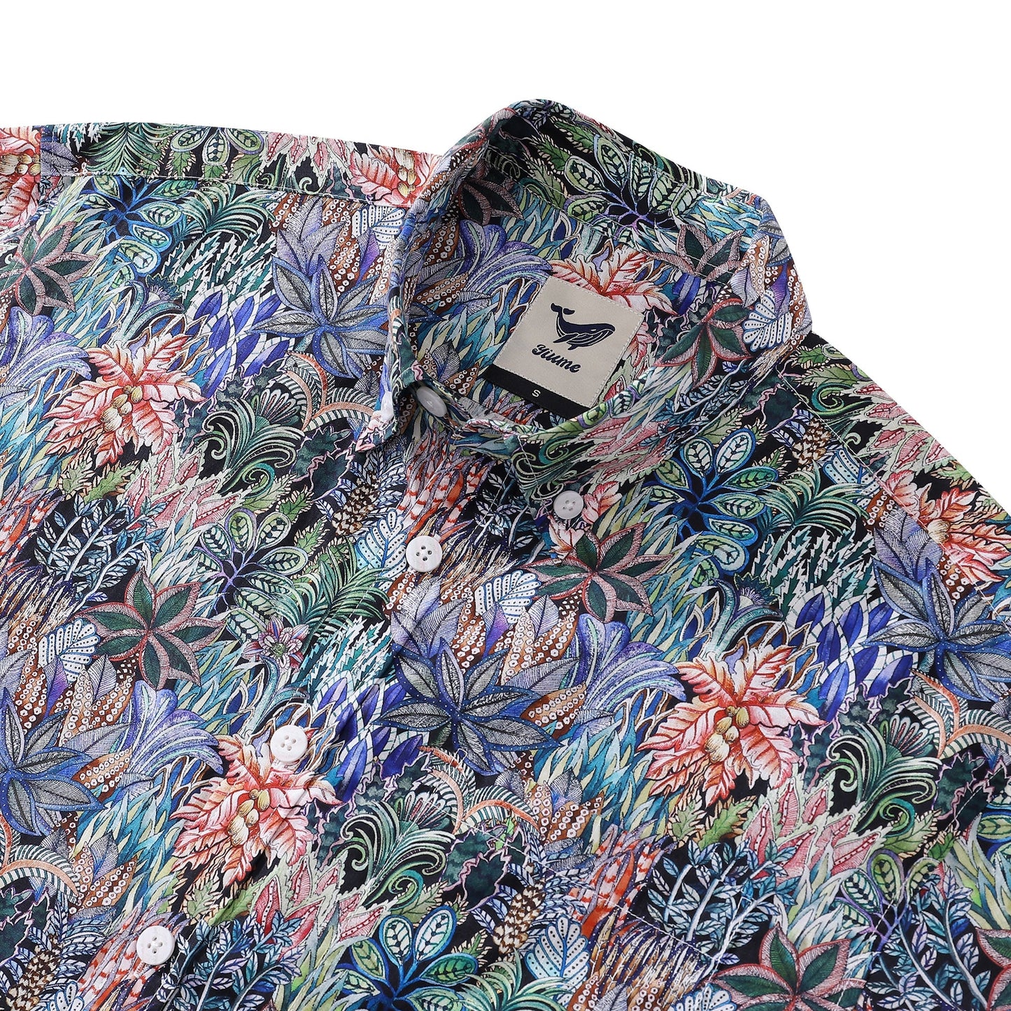 Men's Hawaiian Shirt Mysteries of the Jungle Print Cotton Button-down Short Sleeve Aloha Shirt