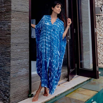 Black & Brown Striped Beach Robe ¨C Sexy Single-Breasted Bikini Cover-Up, Vacation Kimono