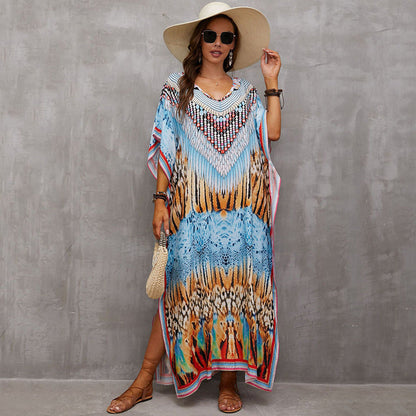 Rayon Engineered-Print Beach Robe ¨C Vacation Bikini Cover-Up, Women¡¯s Swimsuit Outerwear