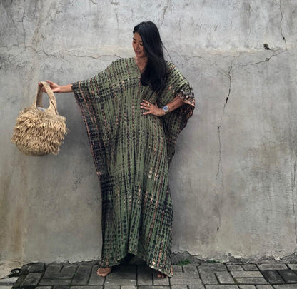 Cotton Ombre Beach Robe ¨C Loose Striped Bikini Cover-Up Dress, Vacation Maxi Kimono