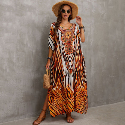 Rayon Engineered-Print Beach Robe ¨C Vacation Bikini Cover-Up, Women¡¯s Swimsuit Outerwear