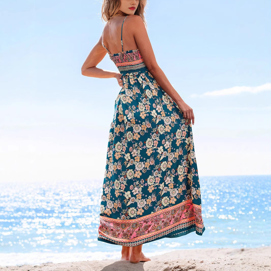 Women's Vacation Casual Printed Suspender Dress