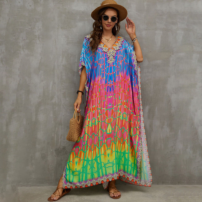 Rayon Engineered-Print Beach Robe ¨C Vacation Bikini Cover-Up, Women¡¯s Swimsuit Outerwear