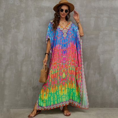 Rayon Engineered-Print Beach Robe ¨C Vacation Bikini Cover-Up, Women¡¯s Swimsuit Outerwear
