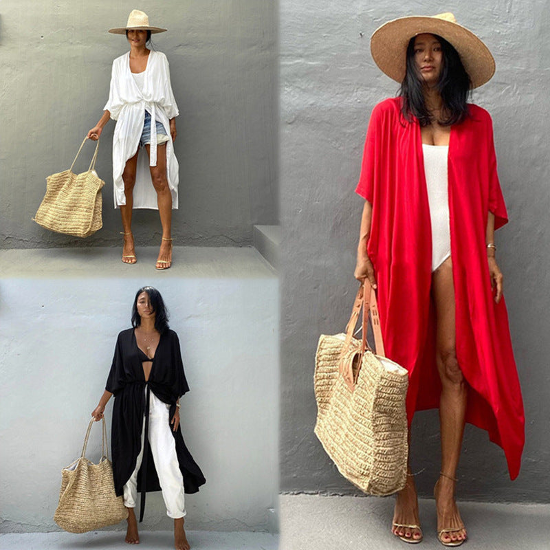 Open-Front Beach Bikini Cardigan ¨C Women¡¯s Vacation Swimsuit Cover-Up, Sun Protection Outerwear